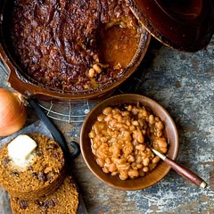Boston Baked beans, franks and brown bread is one of my comfort foods.  Making it from scratch makes it much more healthy, although I'd have to learn to make my own sausage to get better "franks". 