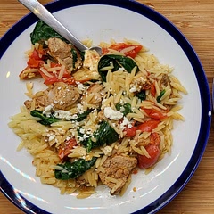 Easy to make. Fresh taste. I considered using more pepper after cutting the pork, but I am happy to say the seasoning was perfect good pepper flavor, and the feta is always  a good compliment 