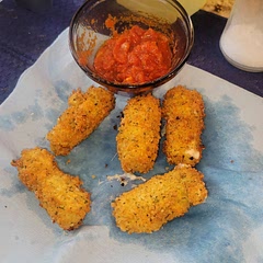 The only step I added and worked out great was after dredging, I put sticks in the freezer for 30 minutes and kept the cheese from melting to fast. Having an oil thermometer is also key oil must be 365° for perfect frying. 