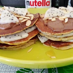 Never had bananas 🤷, so used a 1/4 dragon fruit in the batter and a 1/4 for the filling a layers & Nutella