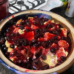 Oh my. This is wonderful. I  halved the recipe and skipped the step where you refrigerate overnight. I just baked it right away. Another commenter pointed out that the cream cheese doesn’t melt so I mixed it up with the bread too kind of coat it all. Fab! 👌

I also really like the technique for making the blueberry sauce! I’ll repeat that in the future for other recipes.