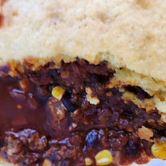Used jiffy corn muffin mix on top. Spicy but good.