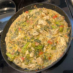 I added mushrooms and some broth and adjusted the seasoning for myself.  DELICIOUS.