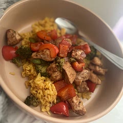 Put it over a bed of yellow rice. And even more flavor! My boyfriend and I loved it!