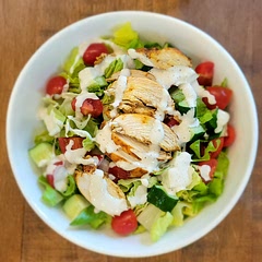 I added a large clove of garlic to the tahini dressing and I'm glad I did cause it would have been bland otherwise. The chicken was delicious though!!