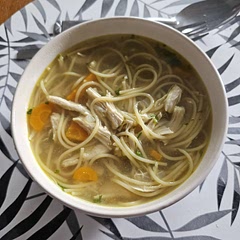 Heel erg lekker...had geen noodles, heb cappelini gebruikt.