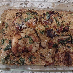 I subbed orzo for pearl couscous and Dijon for spicy brown mustard. Still fantastic!!!!