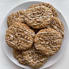 These cookies are huge! They’re quite a cakey texture and taste great. Followed the recipe with no issues. I iced them when they had cooled fully.