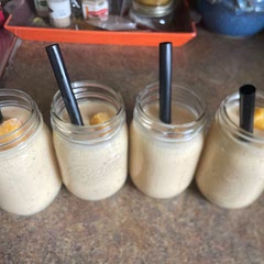It was yummy! i sadly didn’t have any strawberries but i substituted them for mango! it was delicious! i also added protein powder… and i didn’t use specific measurements (i estimated) but it was still so good! i have made very many smoothies but i had never thought about orange juice in a smoothie! my family loved it!