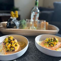 Didn’t do the crema or blood orange (out of stock) but absolutely loved it! I also added cumin and an extra jalapeño for a little more kick. Served over rice.