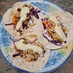 Used basa fillets instead of cod. Only needed 1/4 red cabbage. Made enough for 5 portions. Delicious!