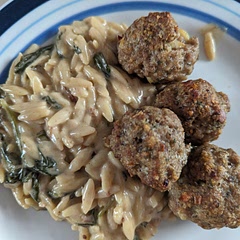 Could use a bit less shallot in the orzo, but otherwise was quite nice. Took a bit longer to make because I had a toddler clinging to my legs
ETA: I didn't think the fried sage leaves really worked. I skip that part now when I make the recipe