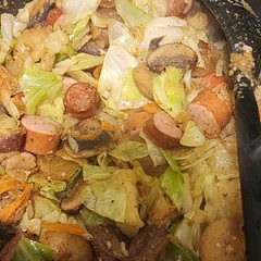 Didn't make it a soup - used a lot less broth - more like a hash. Added mushrooms. Used cheddar jalapeño sausage. Wedged baby potatoes, which I air fried separately to crisp them. Added Cajun seasoning and lemon pepper, too. Freaking fantastic!