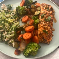 made it with some sautéed veggies and a caesar salad! super delicious!