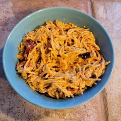 This one lands firmly in the "comfort food" category for us. I liked the clever use of the sun dried tomato oil instead of olive oil too add the extra flavor to the dish.

Would make again on a cold evening