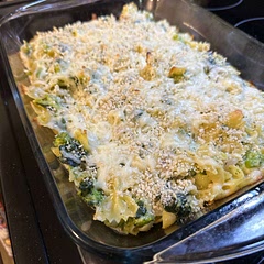 I topped with mozzarella and bread crumbs. Not a huge fan of using the lemon zest. Would have just preferred to use the juice next time. All in all pretty good, but would change a few things if I made it again.
