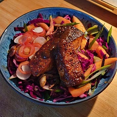 Quicker than the 35 mins listed, delicious sweet and spicy mix