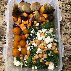 Great base recipe!   I plan to add some avocado and hummus day of eating and a vinaigrette if needed.