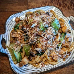 Used koji marinated pork belly, shimeji mushrooms and bok choy. Super easy.