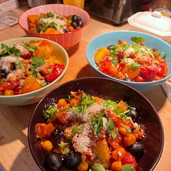 I’ve added black olives and capers to give it a more Mediterranean taste