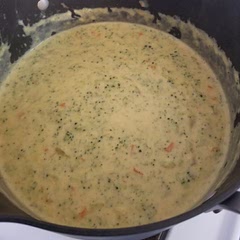 Very tasty. I didnt measure the amount of broccoli (probably more than 4 cups). I also steamed the broccoli and carrots before adding to the pot (while the onions and garlic were simmering to save some time). I did break up the broccoli for smaller broccoli bites. I would definitely make again. I think it took me about an hour from start to finish but I'm slow at prep work.