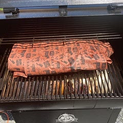 Cooked faster than I thought it would but it came out good. Next time I will wait until 175 to wrap since it temped 165 but the bark wasn't the color I wanted. Learning each time I smoke. 