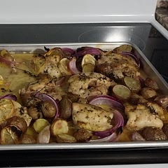 I added lemon juice to the chicken rub mixture and also squeezed some on top of the pan before cooking it. I used smaller, skinless boneless thighs and it worked super well!