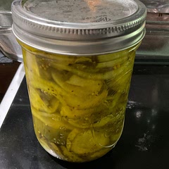 These are supper easy to make and taste phenomenal I am making a second batch and doubling it and water bath canning them. This will be my new go to sweet pickle recipe!!