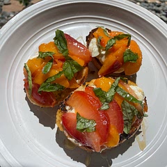 Didn’t have the right pan for the grilled peaches look, but still turned out great!