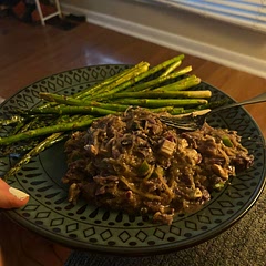 This was good but it totally looked disgusting. Lol. We did cook the cabbage down a bit so that’s probably why. Also, I think we’re going to skip adding the verde sauce next time