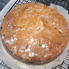 I made this without the frosting. I think it tasted really great with just the glaze. 

I also didn't have a pan big enough so I mad either in two smaller pans. It also took a lot longer to bake than it states in the recipe.