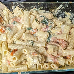 I did chicken instead and also added onion. My boyfriend said it was the best dish I've ever made! So cheesy! 