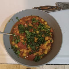 I don't have a blender so it's more of a coconut curry stew. Tastes amazing even though it doesn't look like the recipe photo.