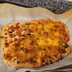 Super easy to make. Added bacon, cheese, and chives before baking. Came out great. Pairs really well with french onion soup. 10/10 would definitely make it again. 