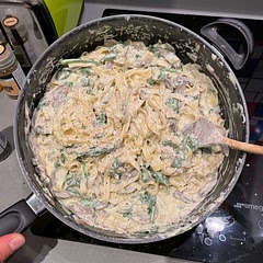 Easy to make. Very rich and creamy. Would add chicken for a non veggie option for extra protein.