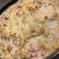 So good! I added ground mustard and a little salt to the regular recipe and subbed mozzarella for Swiss and Gruyère. Great flavor and simple enough to make, will make again.
