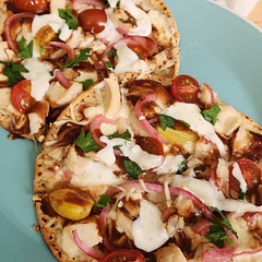 Used sugar free bbq and bolthouse yogurt ranch. Added some cherry tomatoes too. Tasty!