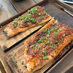 Did a cedar plank cook and then basted this on there at the end. Stunning.