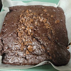 They were good! They had a spongey and moist texture, which was unusual for brownies, but were very chocolatey. I added the extra chocolate on top instead of mixing it in. I did bake them for an extra 20 minutes, and they came out well. 