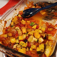 Forgot to get a picture before we devoured it lol. Easily feeds at least 4 with a hearty appetite and is very good. Didn't change anything, just cubed everything instead of sliced!