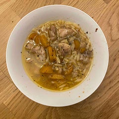Tasted amazing! I had some leftover beef broth that I added, along with some peppercorns, green onions, bay leaf, rosemary and mushrooms to give the actual soup some more flavour. Would definitely make again