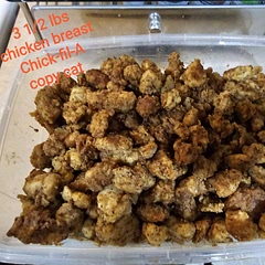 Recipe is amazing! I just added both onion and garlic powder. Next time I will dice the chicken in larger pieces as to not have to take so long, with so many batches. :)