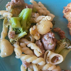 We swapped nutritional yeast for Parmesan.  It was a good easy meal.
