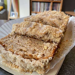 Added a crunchy crumble topping with a drizzle of milk icing