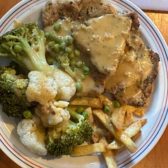 Instead of using double cream I used béchamel and I put some medium cheese too and I did it with pork
