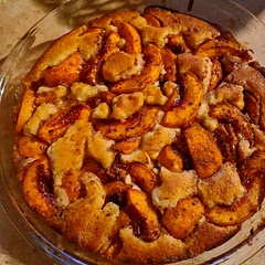 The peaches were very sweet so I reduced the amount of sugar.
I have made clafoutis before and this was very similar. Will certainly make it again