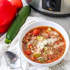 Wholesome and hearty, this Slow Cooker Low Carb Zucchini Soup boasts a medley of lean ground beef, vibrant vegetables, and fragrant herbs, all simmered to perfection for 6 hours to create a nourishing and satisfying fall delight.