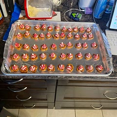 I make these frequently but use the candy cane Hersey kisses! To die for!