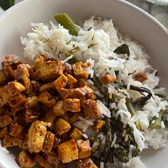 I cooked the broccoli with the rice and added coconut milk and lime.
