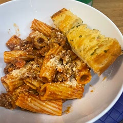 Love rigatoni!! This does the trick with some extra Italian seasoning and crushed red pepper to the sauce mixture. Terrific flavor with red wine added.